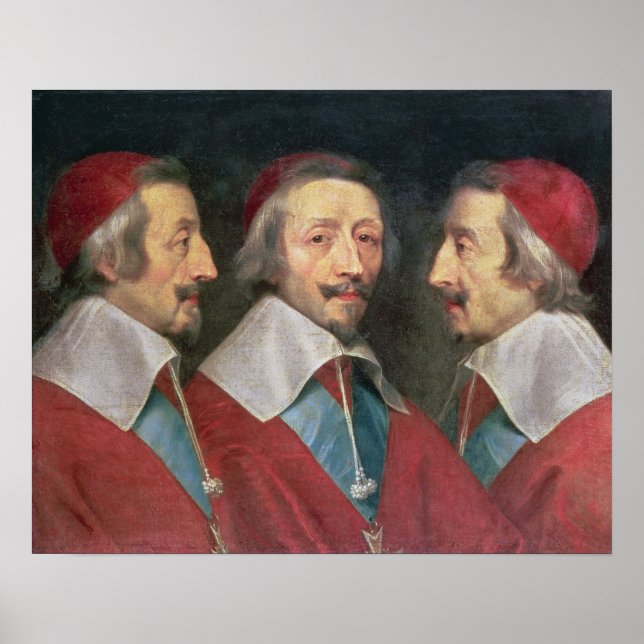 Poster Portrait triple de la tête de Richelieu, 1642 (Devant)