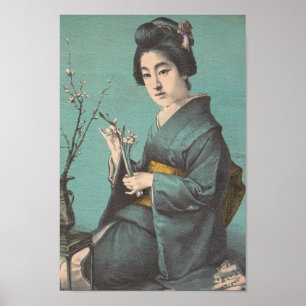 Poster Portrait vintage classique de dame de Japonais de