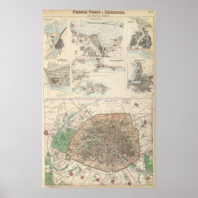 Poster Ports et Plan de Paris (Devant)