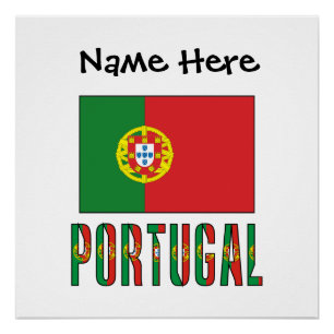 Poster Portugal and Portuguese Flag with Your Name