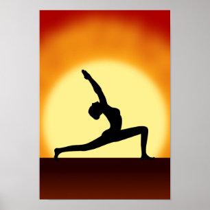 Poster Pose de Yoga Silhouette Sunrise Portrait d'art Imp