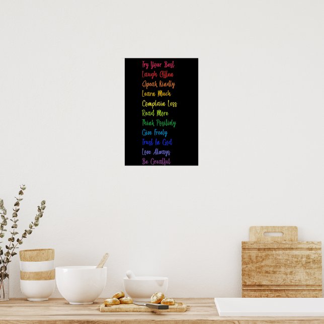Poster Positivity des Règles de la Maison (Cuisine)