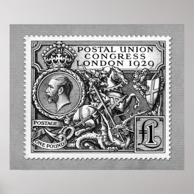 Poster Postal Union Congress 1929 1 Livre Timbre Postage (Devant)