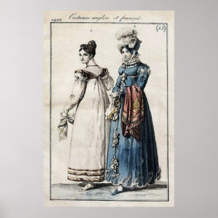 POSTER POSTE DE MODE - 1815 MODE FRANÇAIS ET ANGLAIS