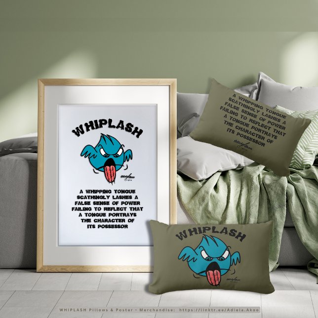 Poster POSTE Lustré WHIPLASH par la poète Adiela Akoo (WHIPLASH Pillows & Poster by Poet Adiela Akoo. Shop the matching mugs, totes & tees too. Get it now!)