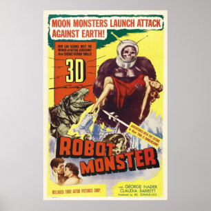 POSTER POSTE MONSTER ROBOT 3D
