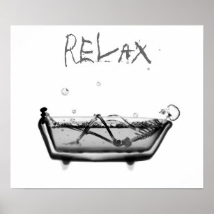 Poster Poster- B&W Relax X-Ray Skeleton Temps de bain