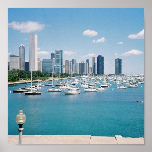 Poster Poster/impression de la ligne Skyfront de Chicago (Devant)