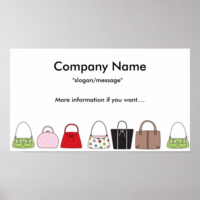 Poster Poster/impression d'une ligne de sacs à main (Devant)