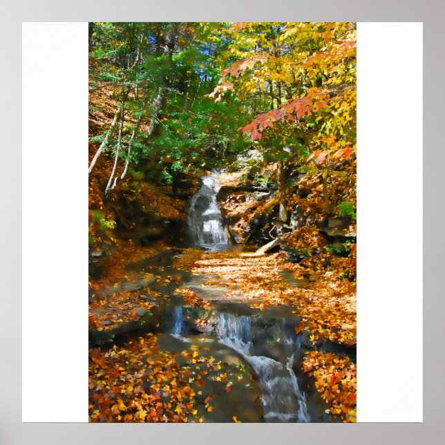 Poster Poster/Imprimer sur les chutes d'eau doubles (Devant)