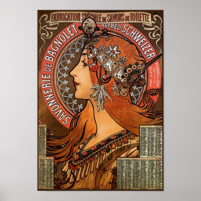 Poster Poster/Print: Mucha - "Savonnerie de Bagnolet" (Devant)
