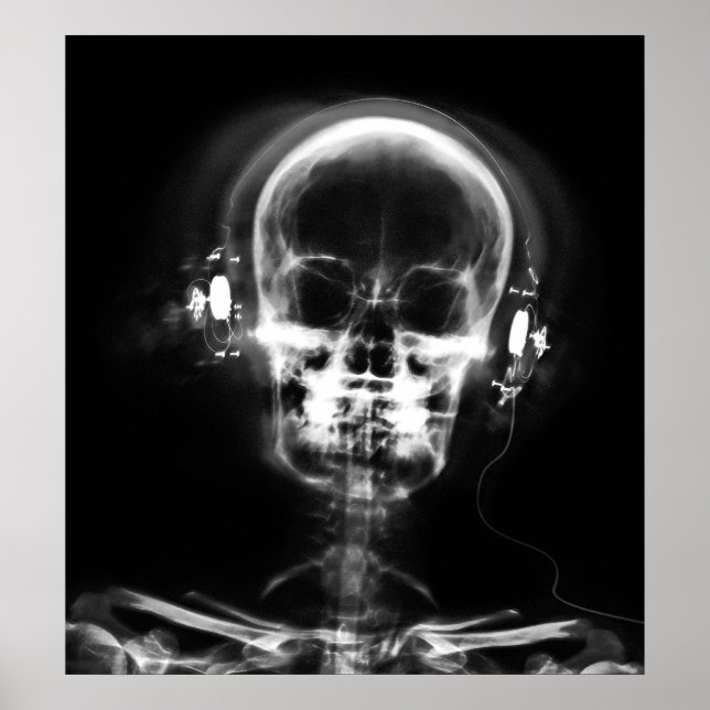 POSTER POSTER- SKELETON DE MUSIQUE X RAY BLACK GRAY B&W (Devant)