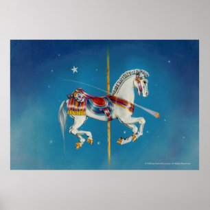 Poster Posters, Imprimés - Cheval de carrousel rouge, bla