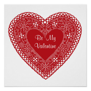 Poster Postez votre Love-Be My Valentine Vintage Lace Hea