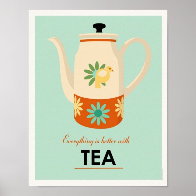 Poster Pot À Thé Du Milieu Du Siècle (Devant)