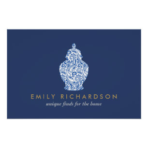 Poster Poterie Ginger Jar Bleu/Blanc Logo Télécharger