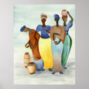 Poster Pots africains pour dames et argile