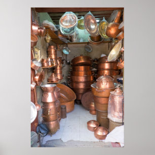 Poster Pots en cuivre au marché