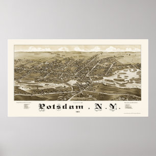 Poster Potsdam, carte panoramique de NY - 1885