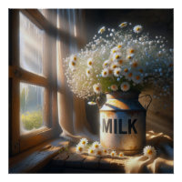Poubelle De Lait À L'Ancienne Avec Bouquet De Marg