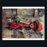 Poster poulbot au journal<br><div class="desc">Poster poulbot parisien au journal et au chien.</div>