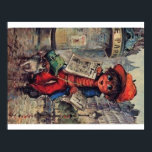 Poster poulbot au journal<br><div class="desc">Poster poulbot parisien au journal et au chien.</div>