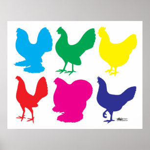 Poster Poules colorées