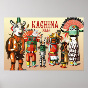 Poster Poupées de Kachina de la tribu amérindienne Hopi