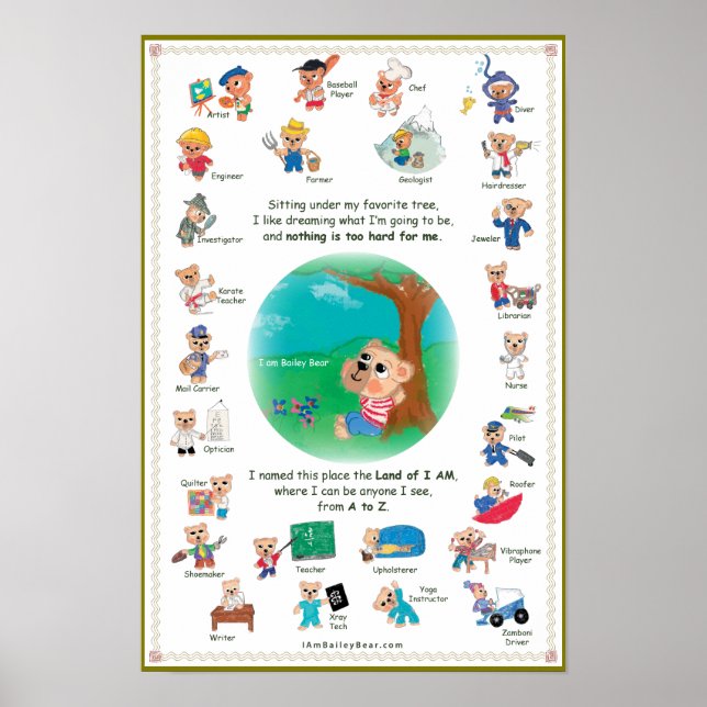 Poster pour enfants - Bailey Bear au pays de I AM (Devant)