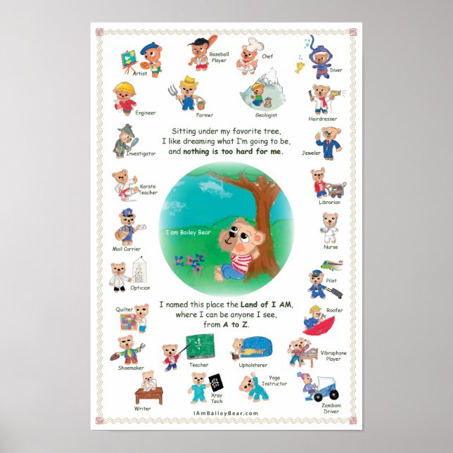 Poster pour enfants - Bailey Bear au pays de I AM (Devant)