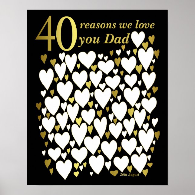 Poster pour les 40 ans de Papa - 40 raisons pour l (Devant)