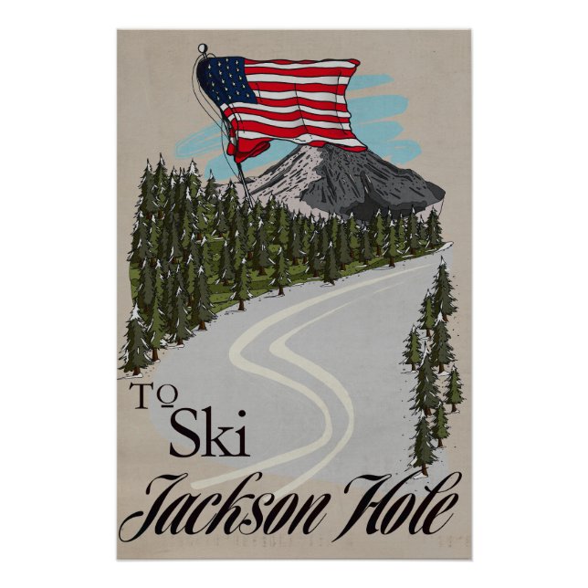 Poster Pour skier Jackson Hole (Devant)