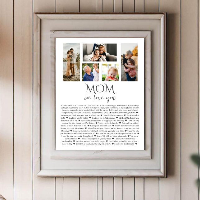 Poster Pourquoi nous vous aimons Maman | Collage de photo (Créateur téléchargé)