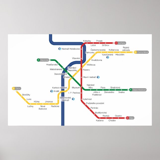Poster Prague Metro Map (Devant)