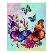 Prairie de fleurs sauvages et papillons printanier