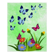 Prairie de fleurs sauvages papillon de printemps