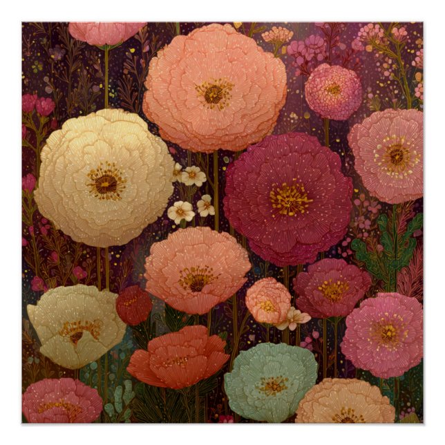Poster Prairies de fleurs sauvages colorées 3 (Devant)