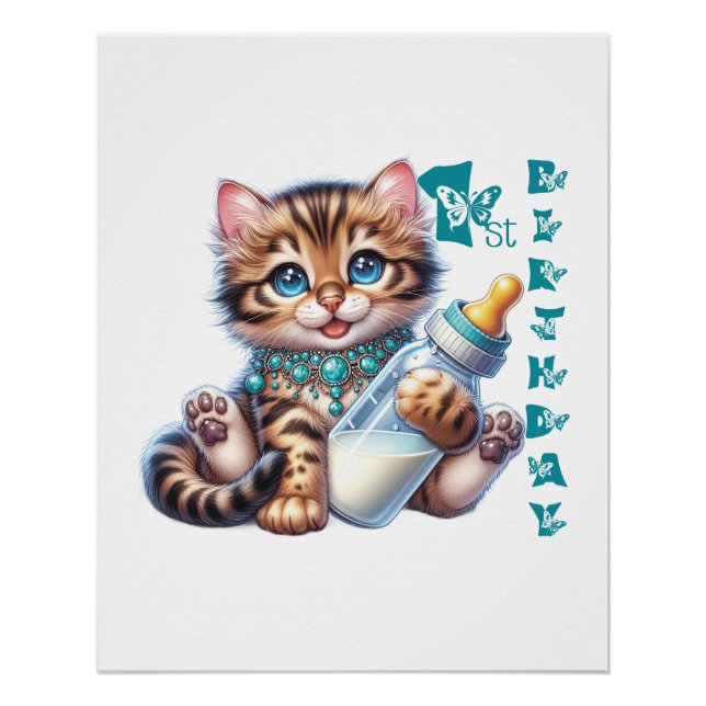 Poster Premier anniversaire de bébé. (Devant)