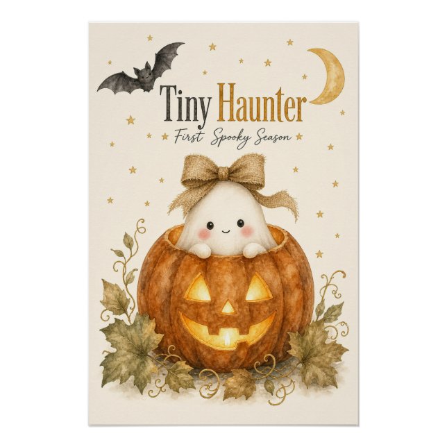 Poster Premier bébé de saison effrayante Halloween aquare (Devant)