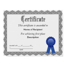 Premier certificat de ruban bleu