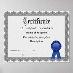 Poster Premier certificat de ruban bleu