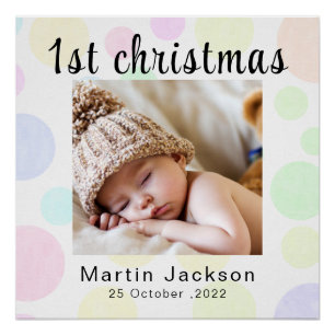 Poster Premier Noël ici Photo Nouveau-né Bébé Mignon Doig