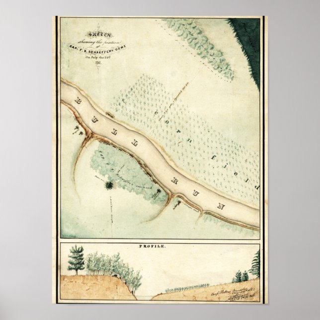 Poster Première bataille de Bull Run - Guerre civile Pano (Devant)