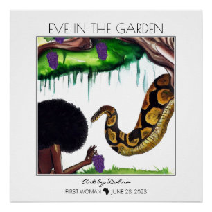Poster Première femme Black Eve et serpent dans le jardin