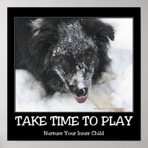 Poster Prenez le temps de jouer Border Collie Inspirant