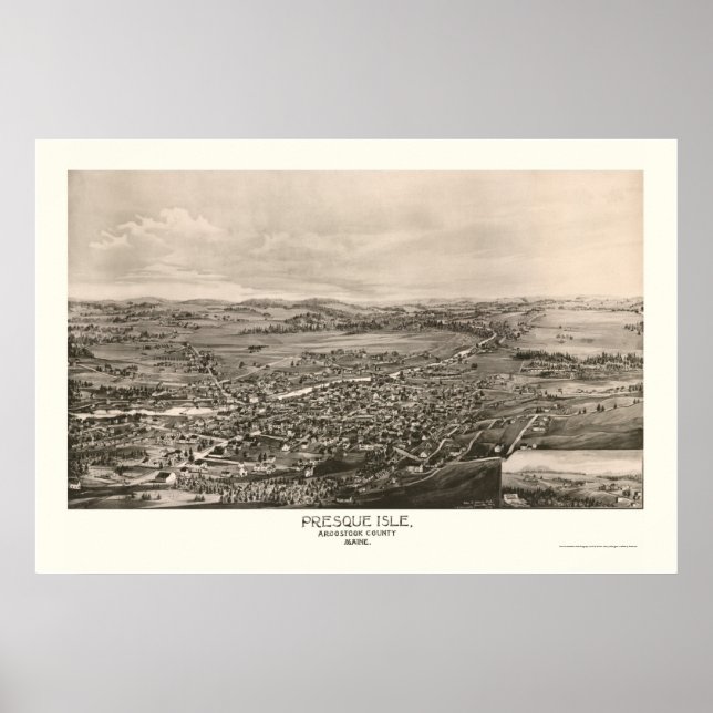Poster Presque Isle, ME Carte panoramique - 1894 (Devant)
