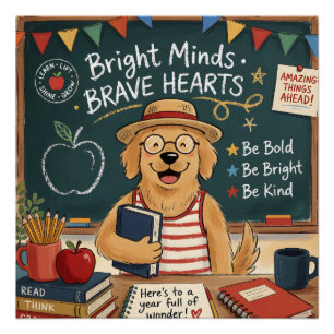 Poster Prêt à Apprendre Chien Enseignant Mignon Retour à 