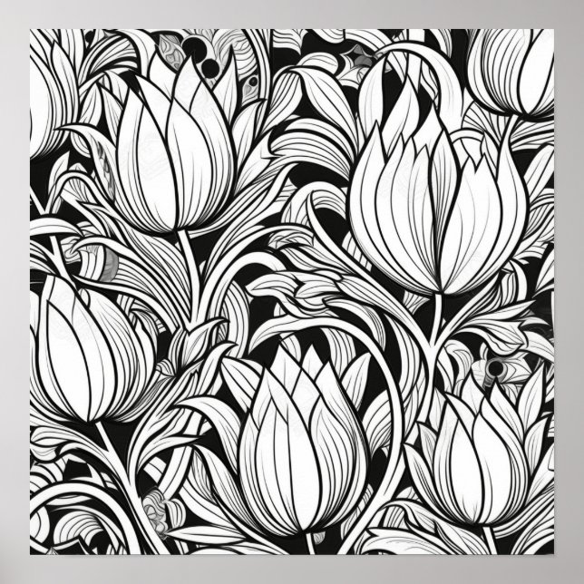 Poster Prêt À Colorer Les Tulipes Super (Devant)