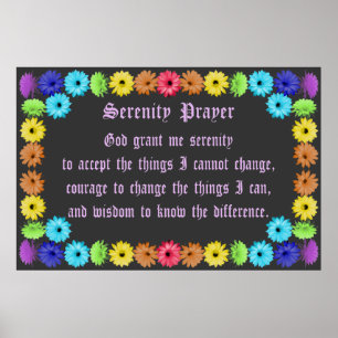 Poster Prière de sérénité dans une frontière de Flowerl
