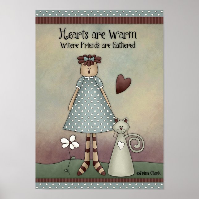 Poster Prim Country Doll with Cat (Devant)